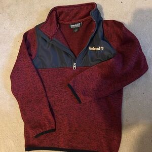 Timberland Red fleece Zip Up Sweater with Black trim. Boys